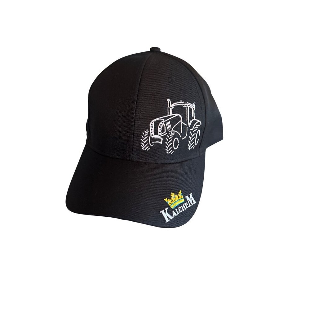 Kalcem Black Baseball Cap With Embroidered Tractor Design &‎ Adjustable Strap